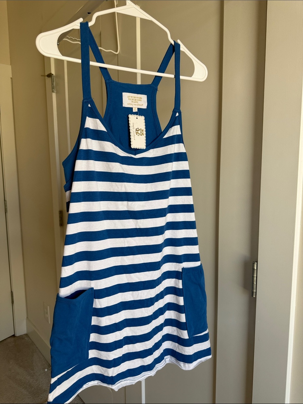 Simply Southern Blue and White Striped Mini Dress with shorts attached